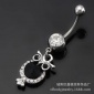 厂家人体穿刺饰品 欧美热销医用不锈钢猫头鹰镶钻吊坠肚脐环